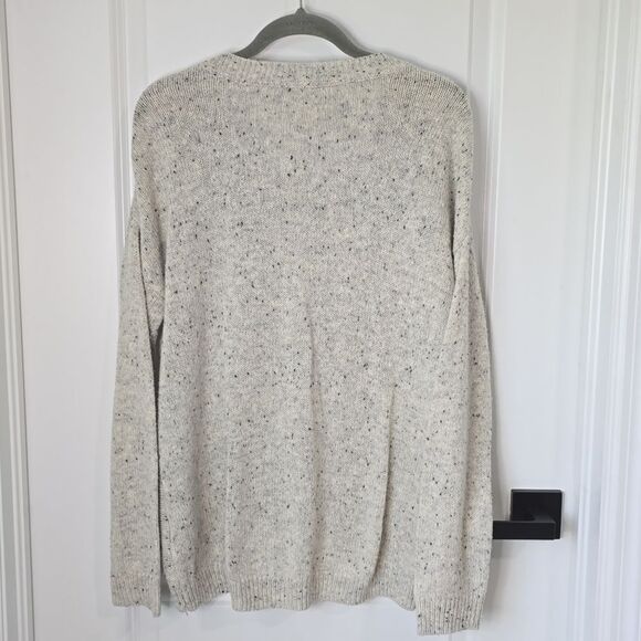 Roxy Light Gray Speckled Oversized Crew Neck Sweater - Size Small - Picture 3 of 12